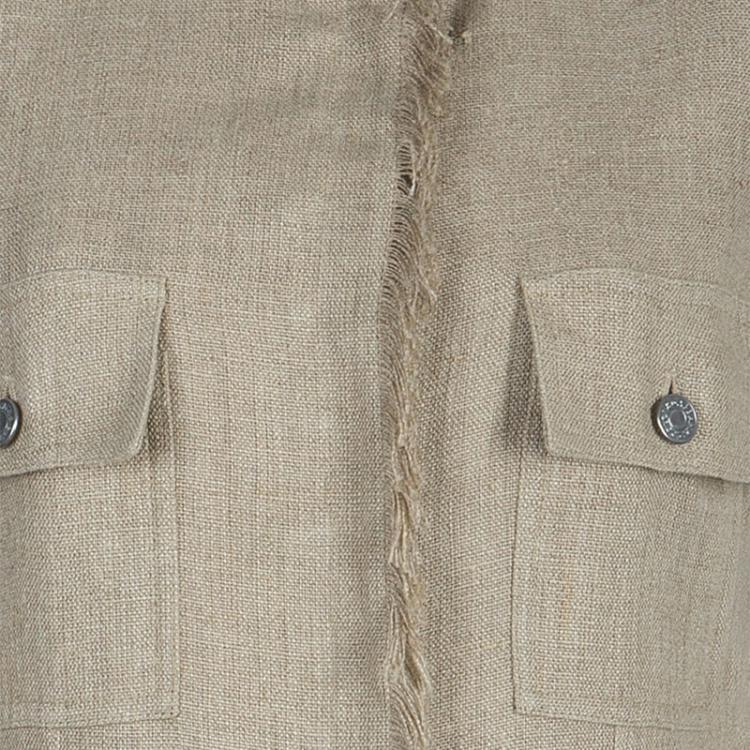 Pre Owned Dolce and Gabbana Beige Linen Embellished Coat M
