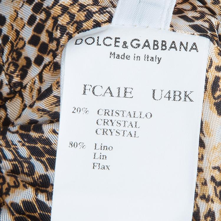 Pre Owned Dolce and Gabbana Beige Linen Embellished Coat M