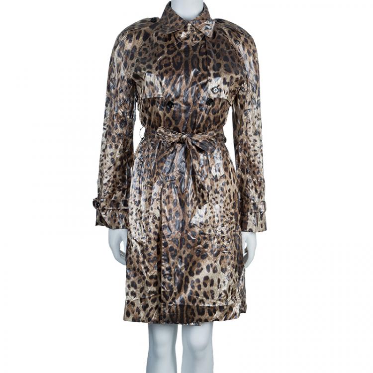 Pre Owned Dolce And Gabbana Leopard Print Coat M