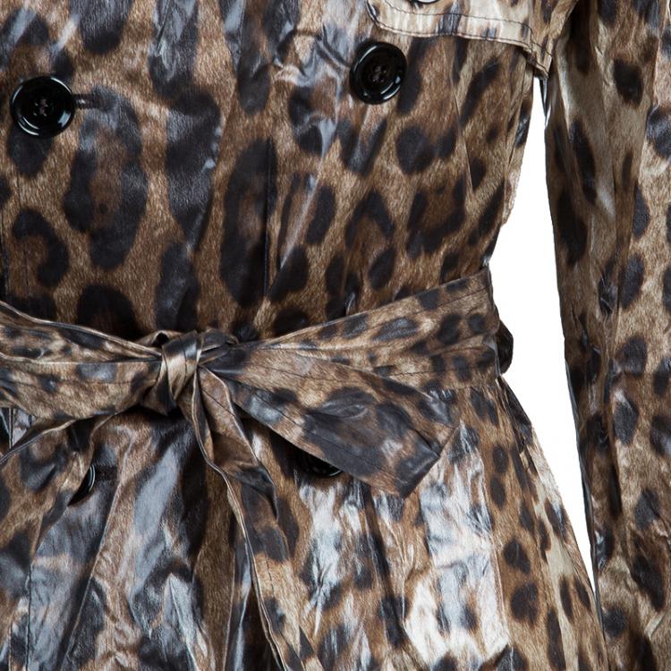 Pre Owned Dolce And Gabbana Leopard Print Coat M