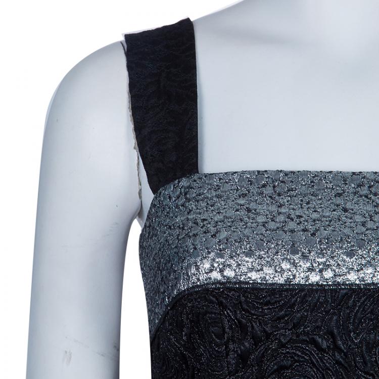 Pre Owned Dolce and Gabbana Black and Silver Broad Strap Dress S