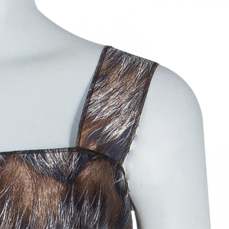 Pre Owned Dolce and Gabbana Brown Animal Print Broad Strap Dress S