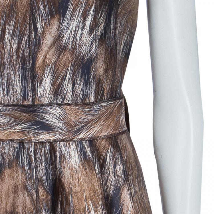 Pre Owned Dolce and Gabbana Brown Animal Print Broad Strap Dress S