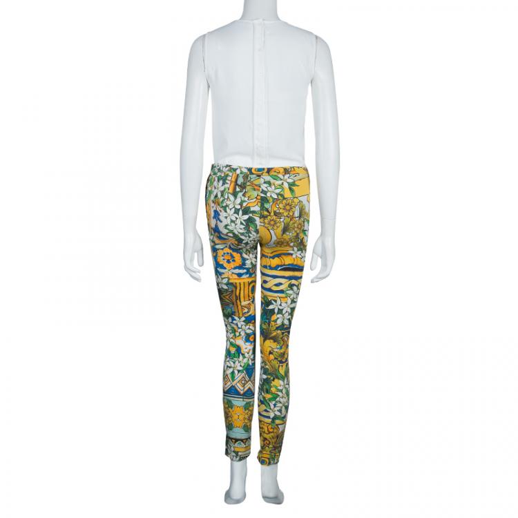Pre Owned Dolce And Gabbana Multicolored Floral Print Silk Trousers S