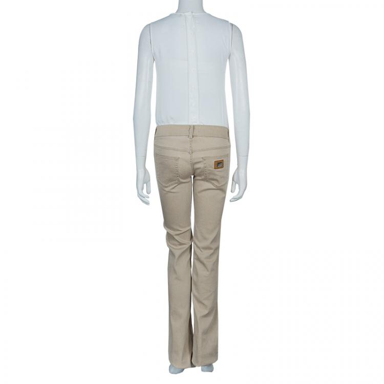 Pre Owned Dolce And Gabbana Beige Flared Jeans M