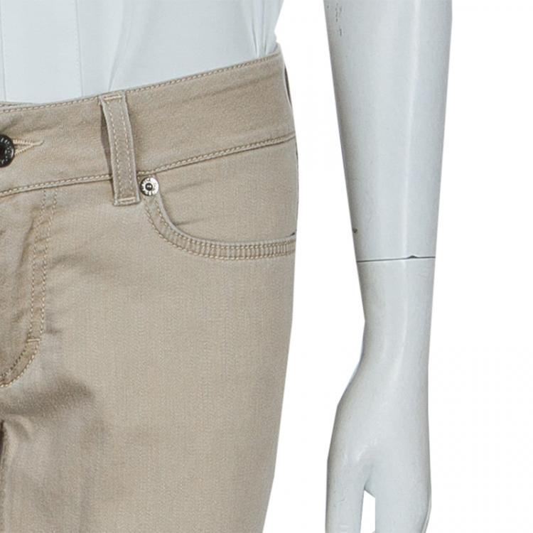 Pre Owned Dolce And Gabbana Beige Flared Jeans M