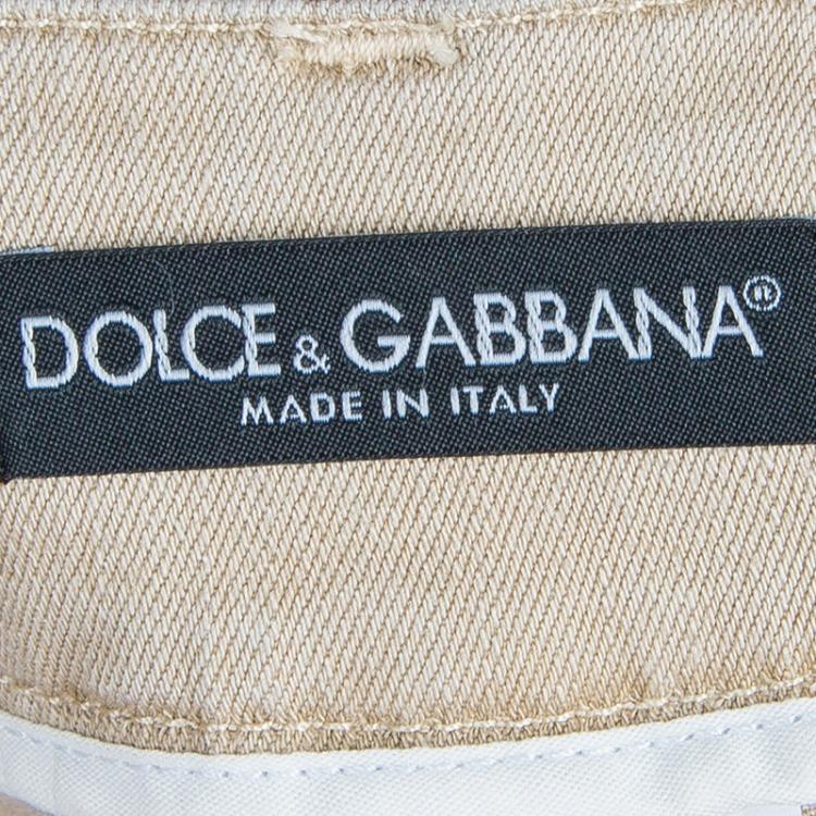 Pre Owned Dolce And Gabbana Beige Flared Jeans M