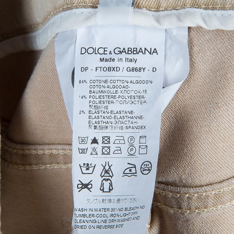 Pre Owned Dolce And Gabbana Beige Flared Jeans M