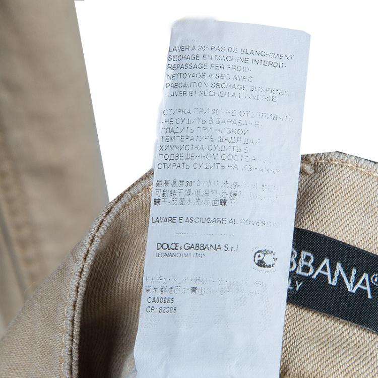 Pre Owned Dolce And Gabbana Beige Flared Jeans M