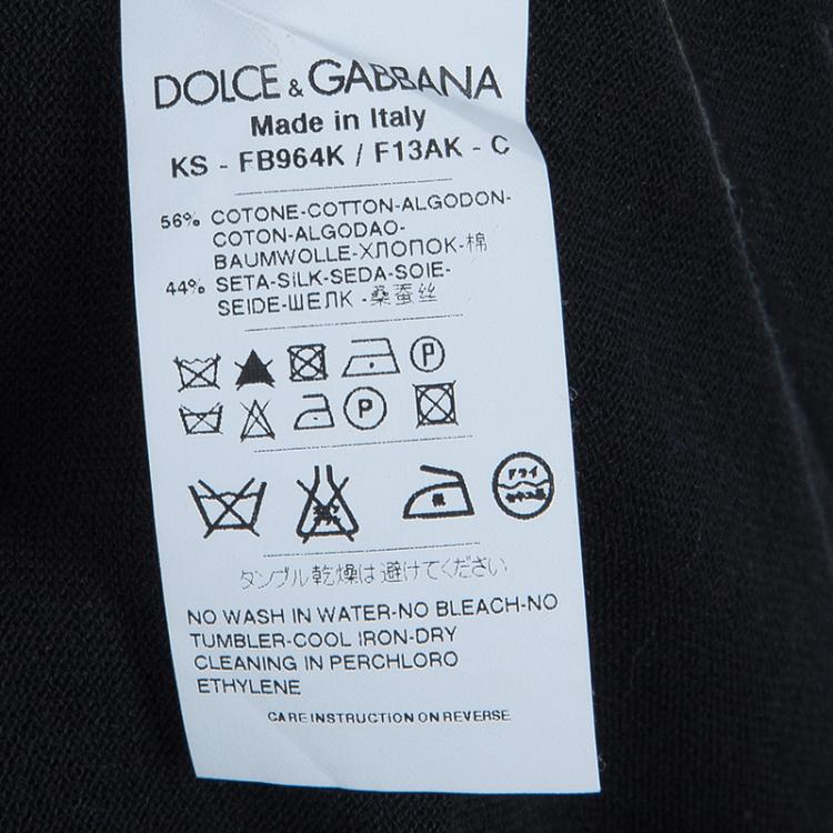 Pre Owned Dolce and Gabbana Black Floral Knit Top S