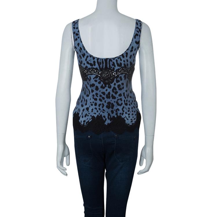 Pre Owned Dolce and Gabbana Leopard Print Sleeveless Top S