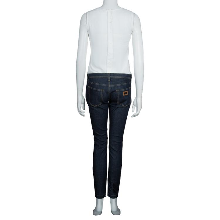 Pre Owned Dolce and Gabbana Blue Dark Wash Denim Skinny Pretty Jeans S