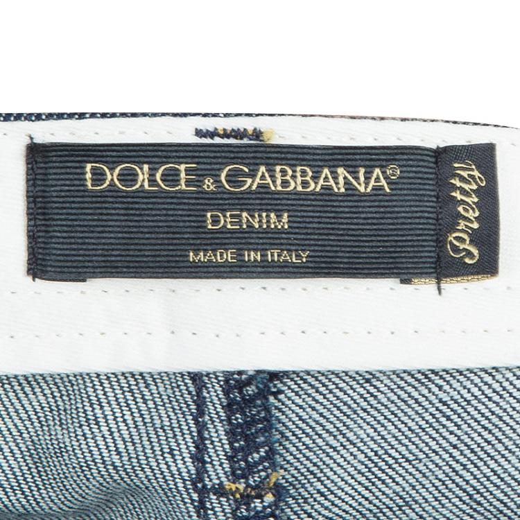 Pre Owned Dolce and Gabbana Blue Dark Wash Denim Skinny Pretty Jeans S