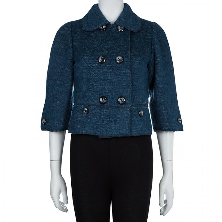 Pre Owned Dolce and Gabbana Blue Wool Double Breasted Jacket S