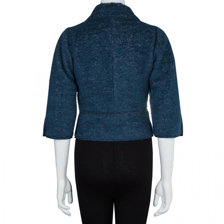 Pre Owned Dolce and Gabbana Blue Wool Double Breasted Jacket S
