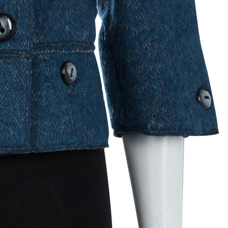 Pre Owned Dolce and Gabbana Blue Wool Double Breasted Jacket S