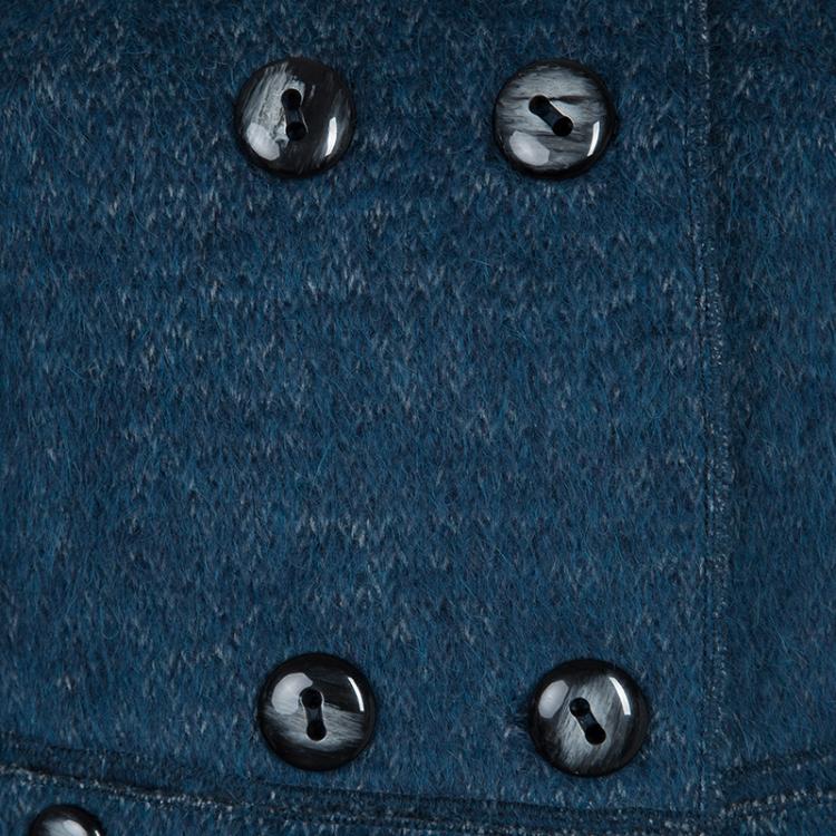 Pre Owned Dolce and Gabbana Blue Wool Double Breasted Jacket S