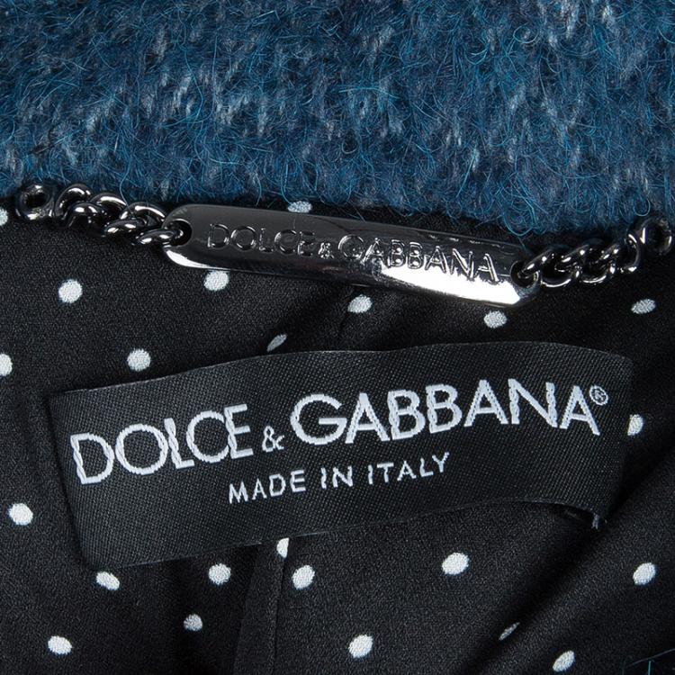 Pre Owned Dolce and Gabbana Blue Wool Double Breasted Jacket S