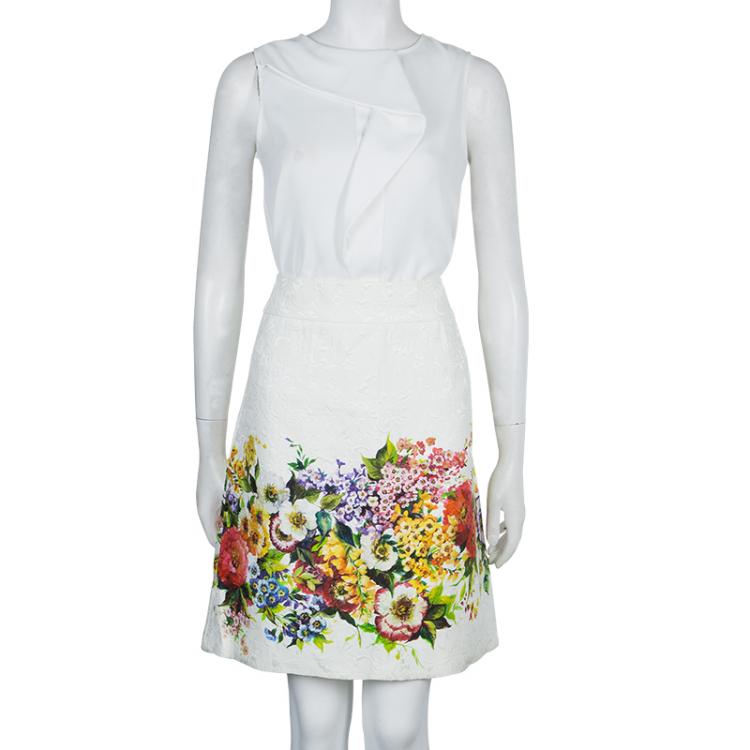 Pre Owned Dolce and Gabbana Floral Pencil Skirt M