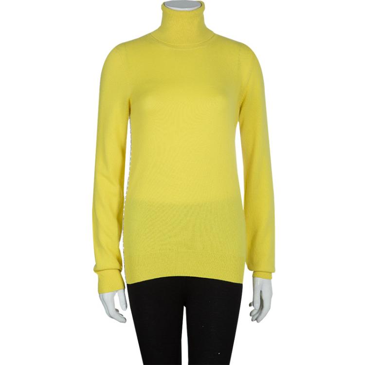 Pre Owned Dolce and Gabanna Yellow Turtleneck Knit Sweater M