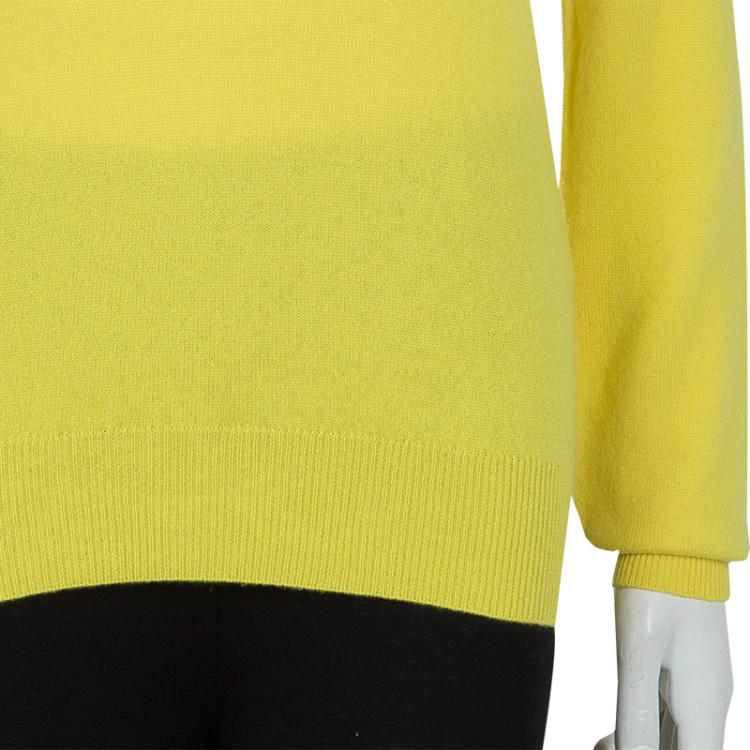 Pre Owned Dolce and Gabanna Yellow Turtleneck Knit Sweater M