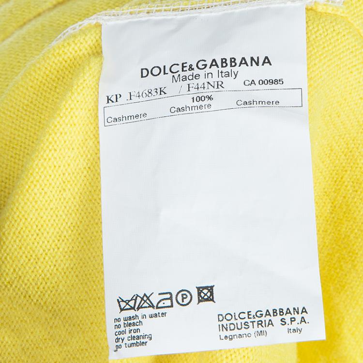 Pre Owned Dolce and Gabanna Yellow Turtleneck Knit Sweater M
