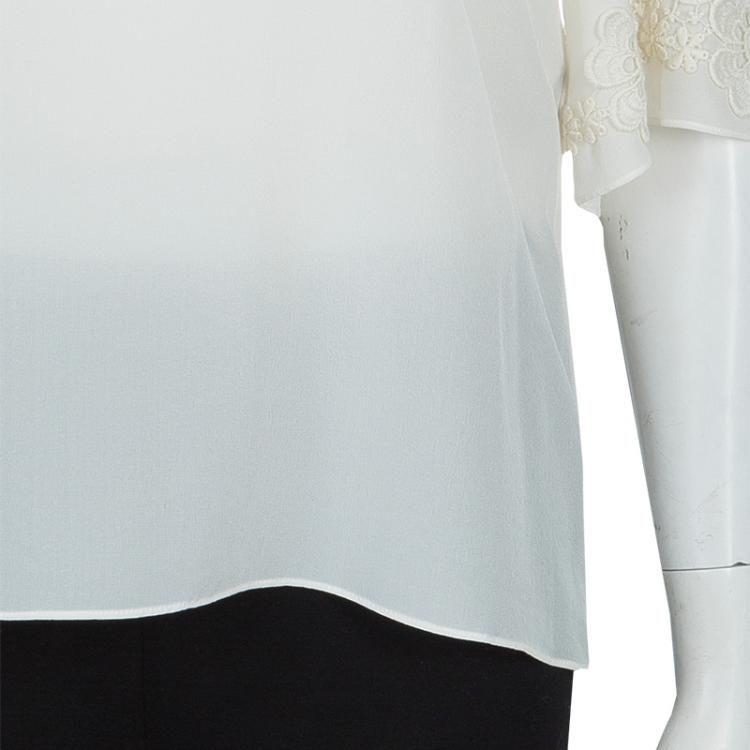 Pre Owned Dolce and Gabbana White Embroidered Long Sleeve Top S