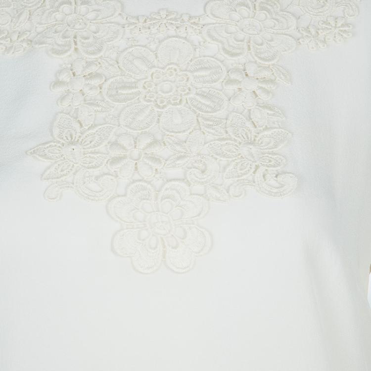 Pre Owned Dolce and Gabbana White Embroidered Long Sleeve Top S