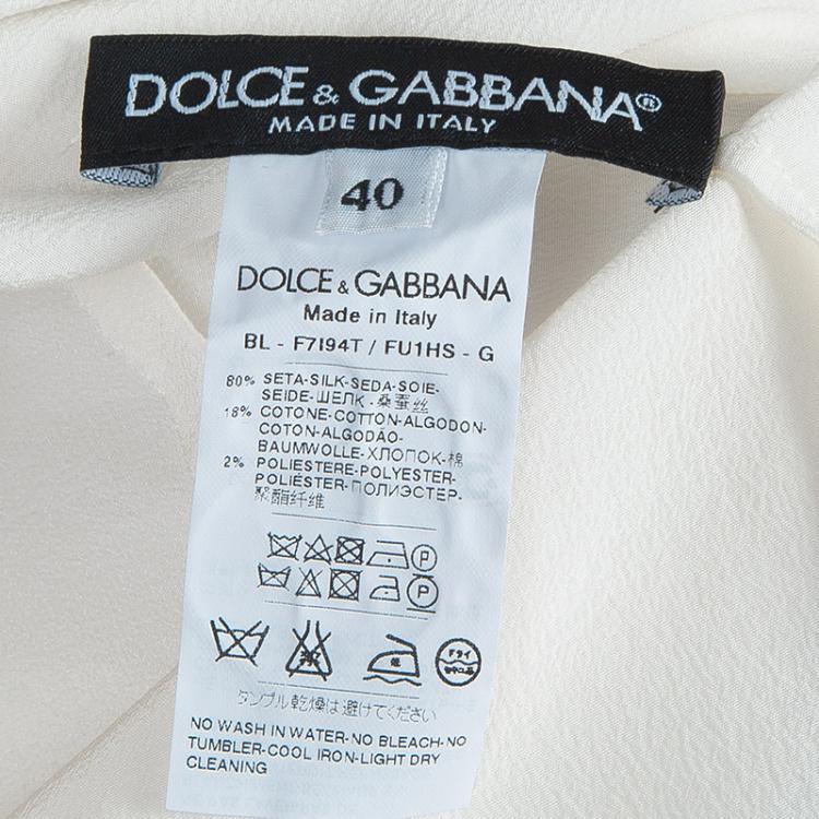 Pre Owned Dolce and Gabbana White Embroidered Long Sleeve Top S