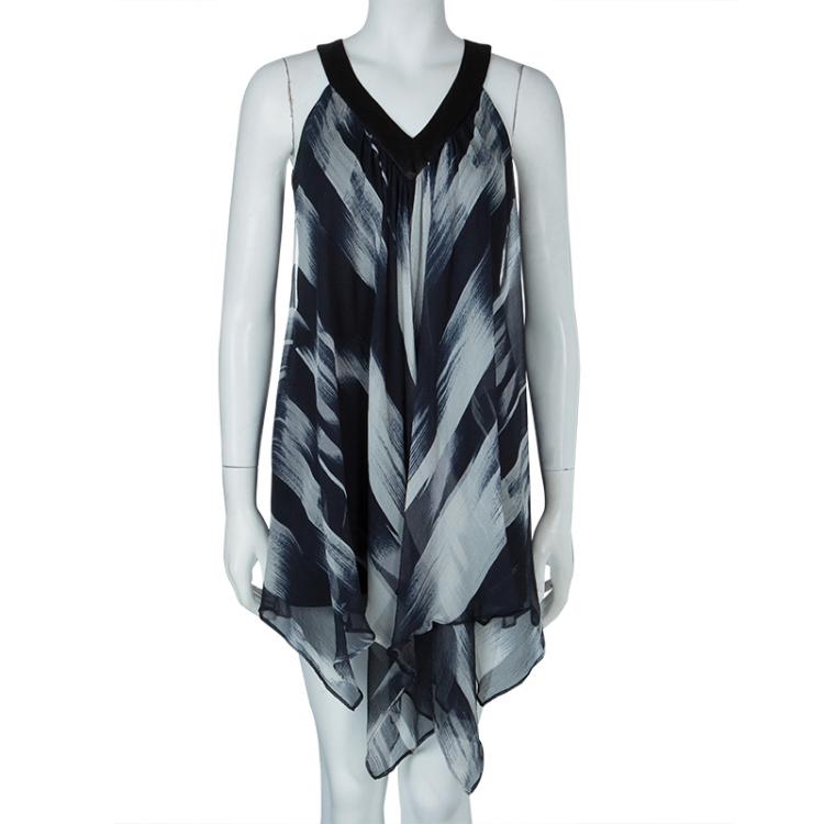 Pre Owned Dolce and Gabbana Printed Chiffon Overlay Sleeveless Silk Dress S