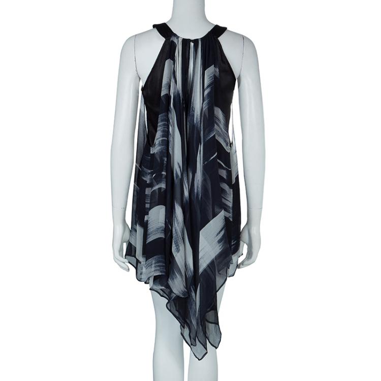 Pre Owned Dolce and Gabbana Printed Chiffon Overlay Sleeveless Silk Dress S