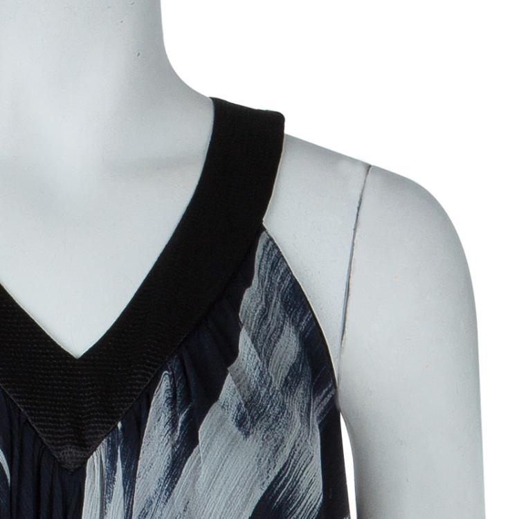 Pre Owned Dolce and Gabbana Printed Chiffon Overlay Sleeveless Silk Dress S