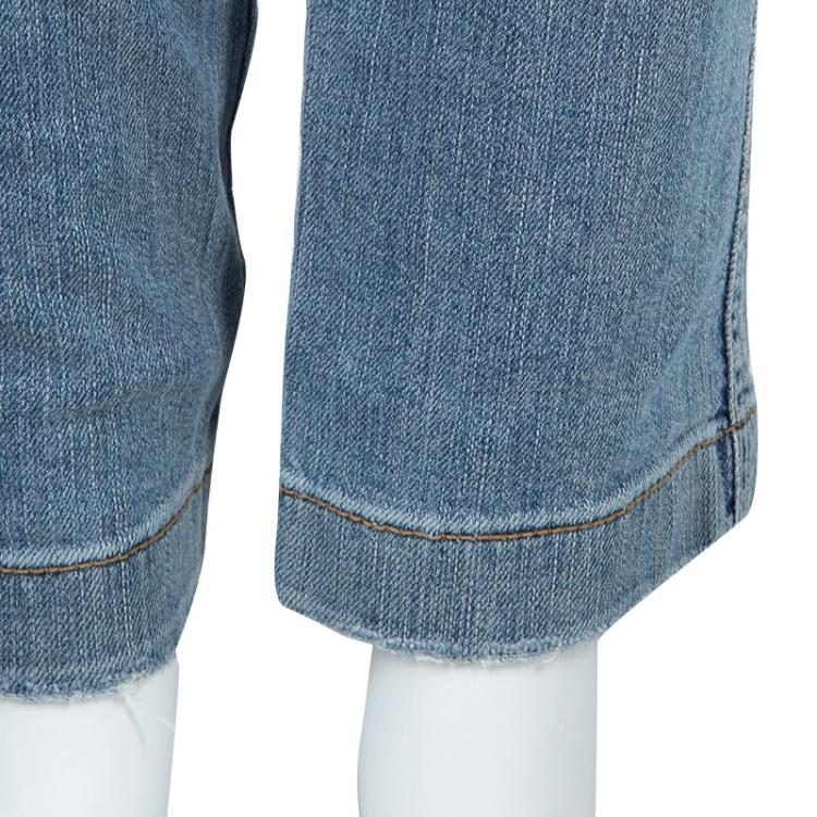Pre Owned Dolce and Gabbana Blue Light Wash Denim Distressed Faded Jeans M