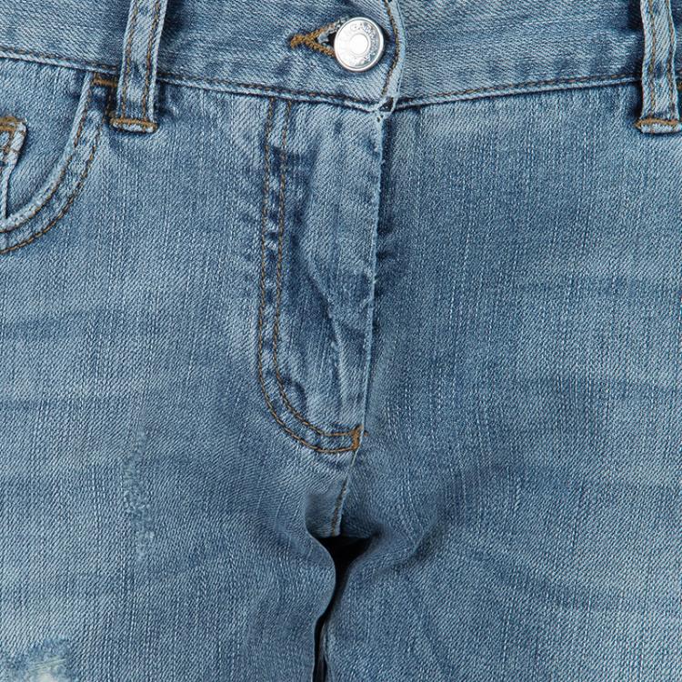 Pre Owned Dolce and Gabbana Blue Light Wash Denim Distressed Faded Jeans M