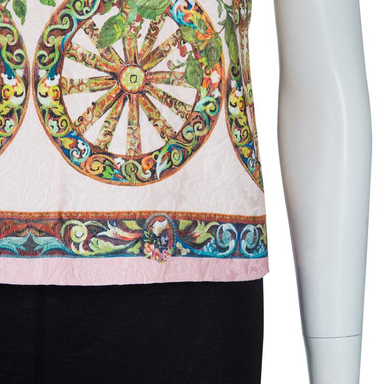 مملوكة مسبقًا Dolce and Gabbana Multicolor Floral Print Brocade Sleeveless Crop Top S