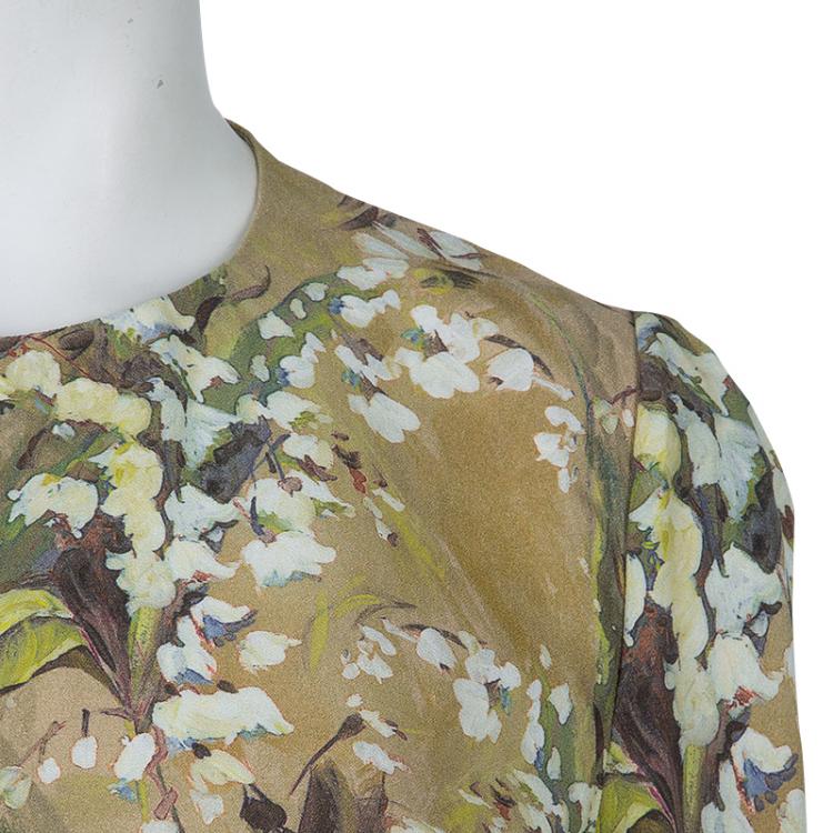 Pre Owned Dolce and Gabbana Brown Floral Print Top M