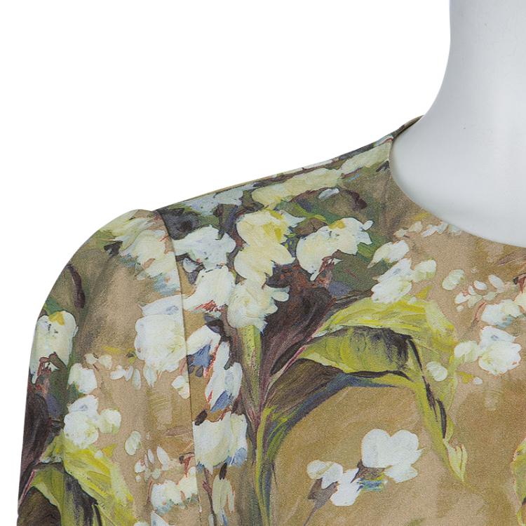 Pre Owned Dolce and Gabbana Brown Floral Print Top M