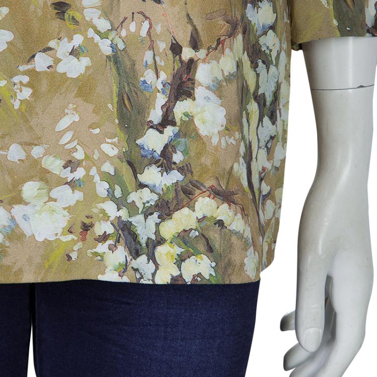 Pre Owned Dolce and Gabbana Brown Floral Print Top M