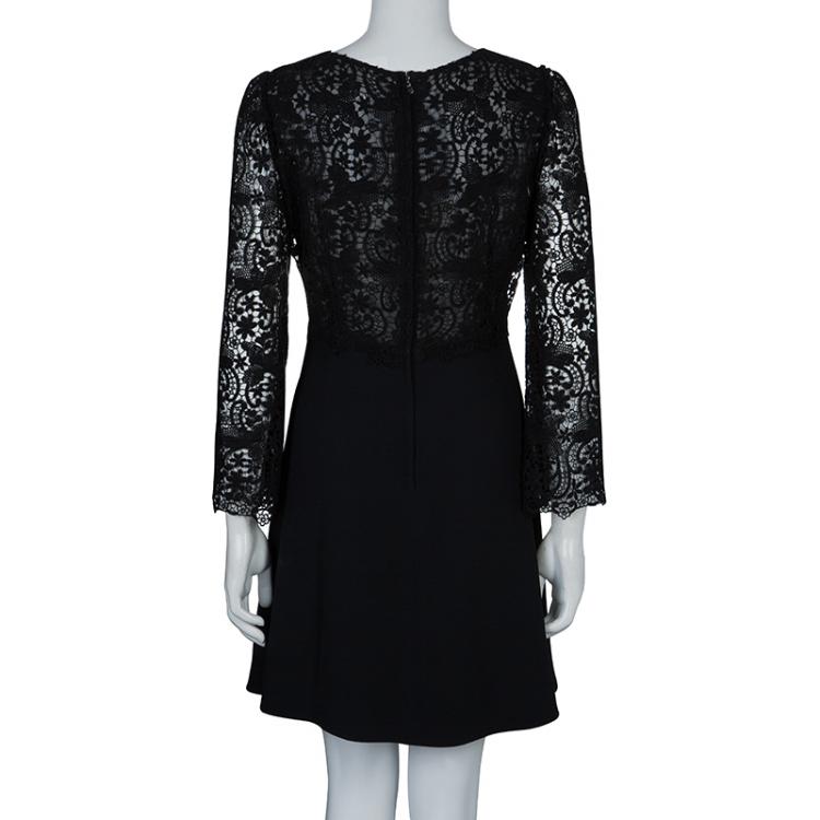 Pre Owned Dolce and Gabbana Black Long Sleeve Lace Dress  L