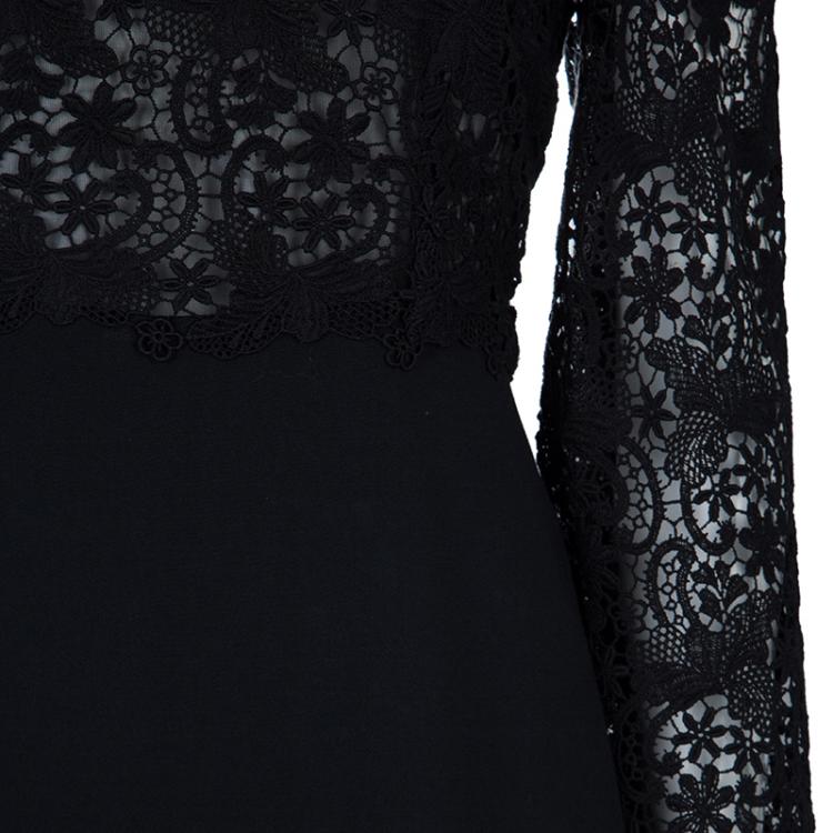 Pre Owned Dolce and Gabbana Black Long Sleeve Lace Dress  L