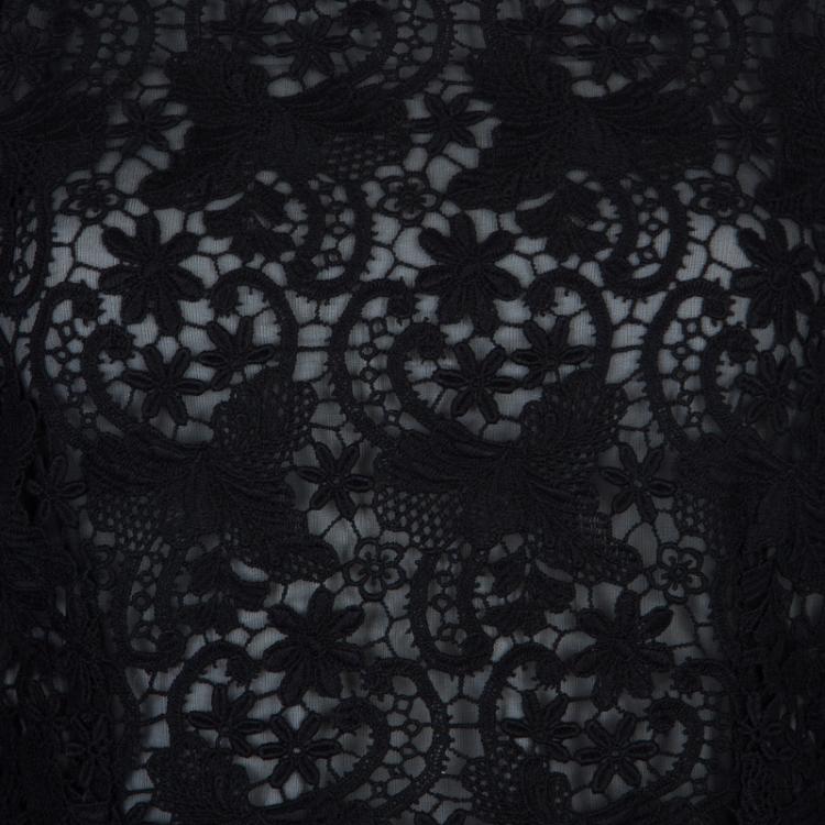 Pre Owned Dolce and Gabbana Black Long Sleeve Lace Dress  L