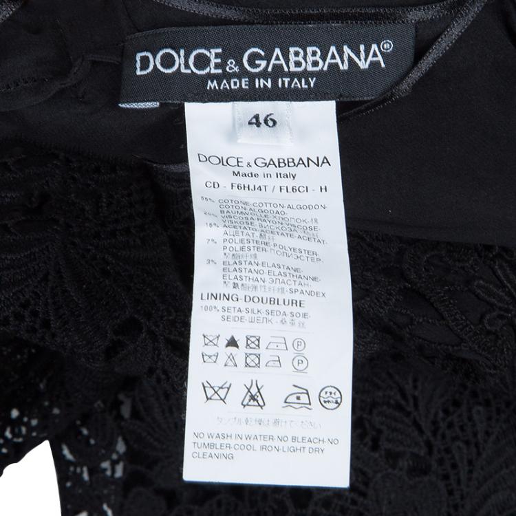 Pre Owned Dolce and Gabbana Black Long Sleeve Lace Dress  L