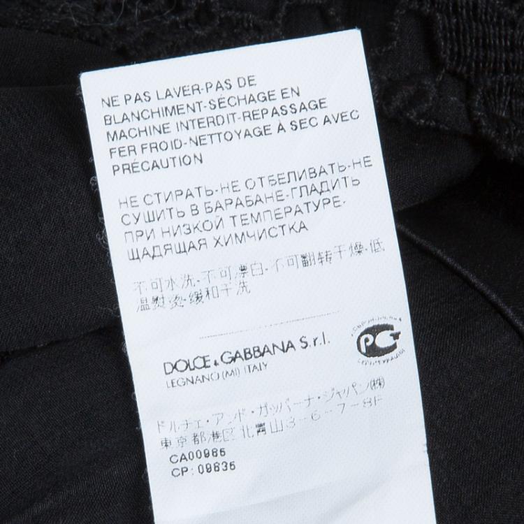 Pre Owned Dolce and Gabbana Black Long Sleeve Lace Dress  L