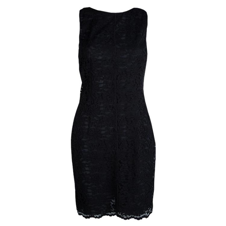 Pre Owned Dolce and Gabbana Black Lace Sleeveless Dress M