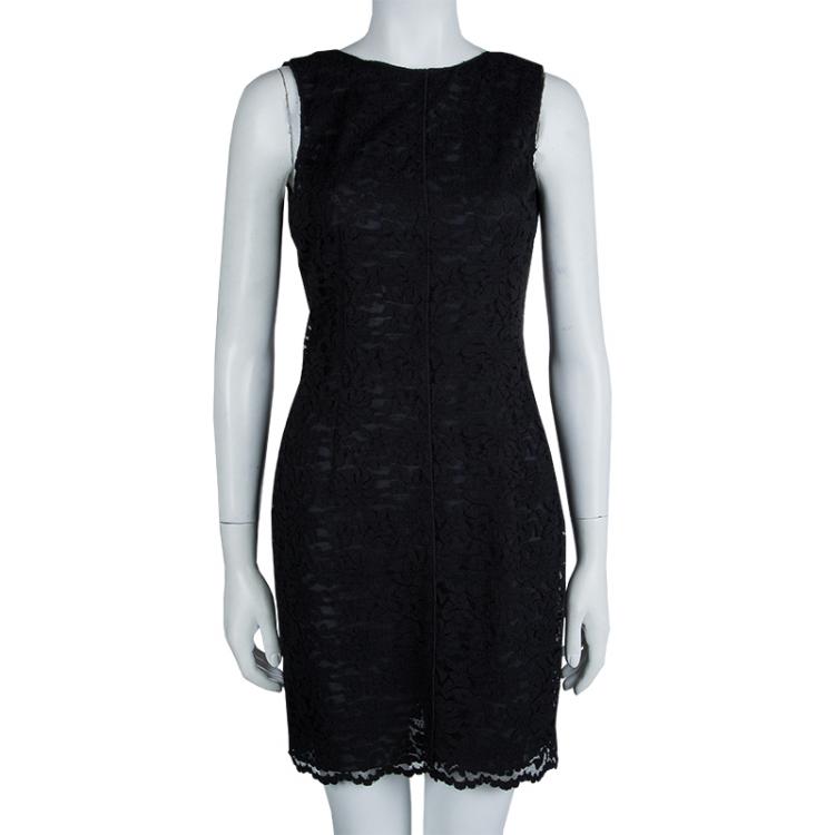 Pre Owned Dolce and Gabbana Black Lace Sleeveless Dress M