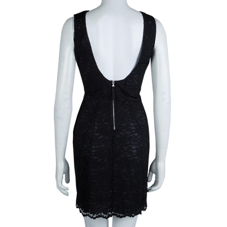 Pre Owned Dolce and Gabbana Black Lace Sleeveless Dress M