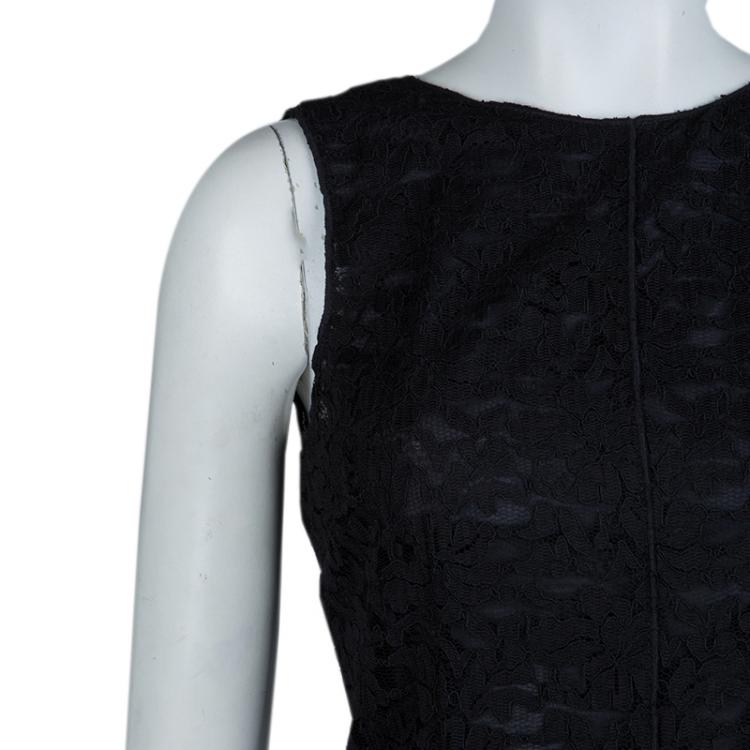 Pre Owned Dolce and Gabbana Black Lace Sleeveless Dress M
