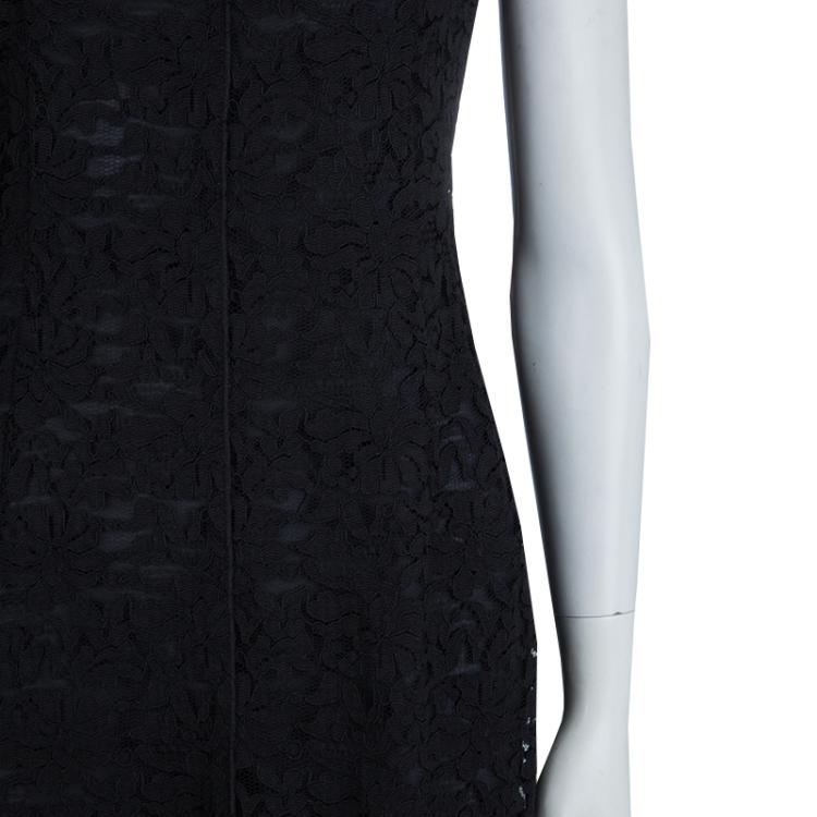 Pre Owned Dolce and Gabbana Black Lace Sleeveless Dress M