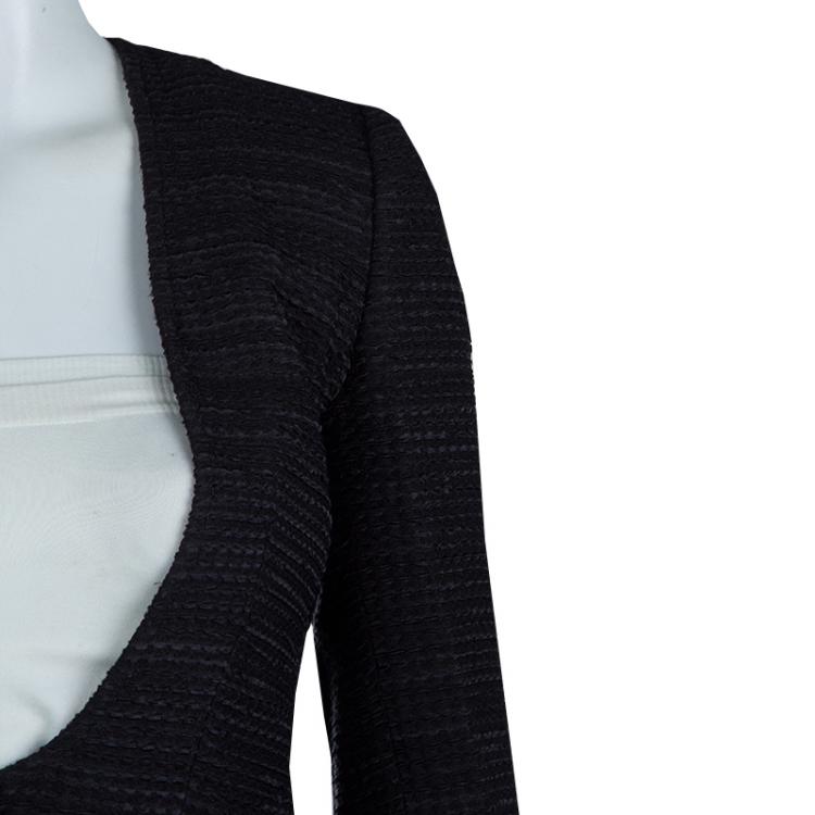 Pre Owned Dolce and Gabbana Black Textured Skirt Suit S