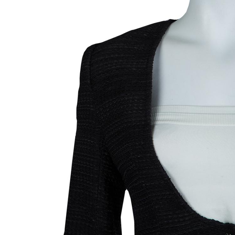 Pre Owned Dolce and Gabbana Black Textured Skirt Suit S